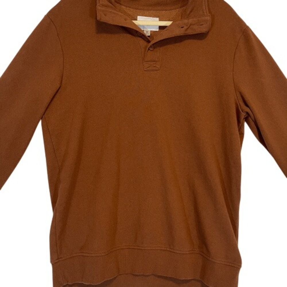 Goodfellow & Co Brown Collared Sweatshirt Recycled Cotton Blend Size M - Picture 3 of 9